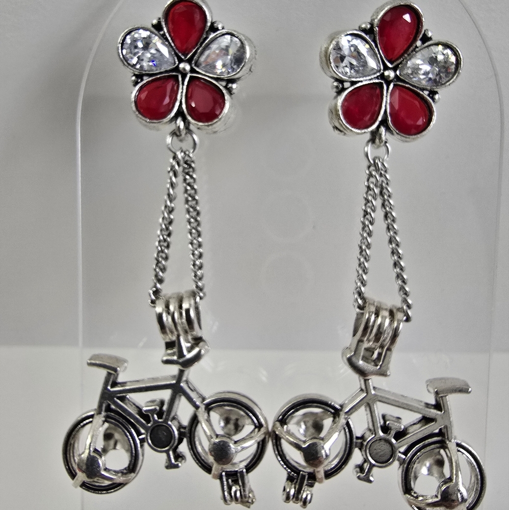Silver Bicycle Earrings - image 5